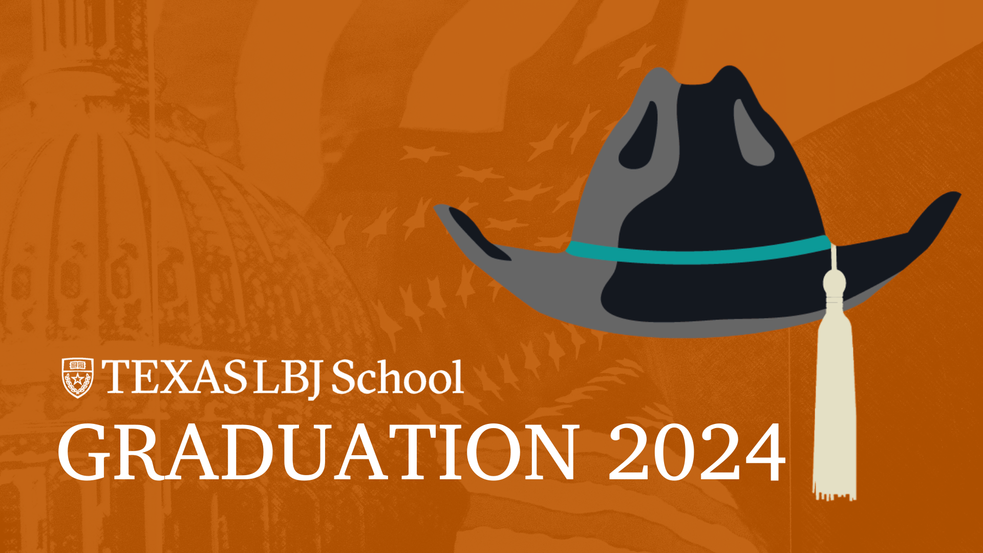 LBJ Graduation Cowboy Hat Burnt Orange 2024